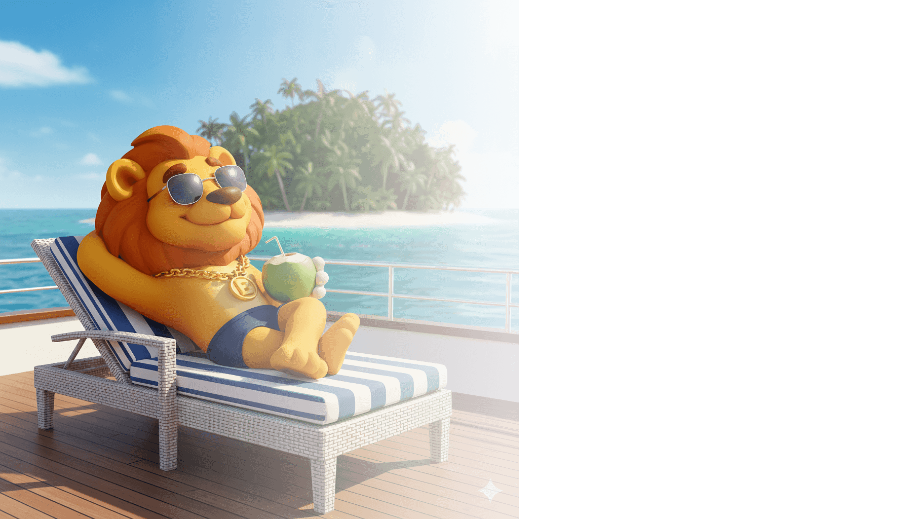 Leão vencedor cercado de luxo e riqueza